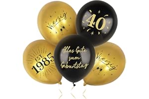 MEJOSER 24 Stück Deko 40. Geburtstag Mann Frauen Luftballons Ballons Latex 40 Happy Birthday Schwarz Gold Alles Gute zum Geburtstag Geburtstagsdeko (40)