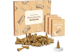 ‎LA BELLEFÉE LA BELLEFÉE Palo Santo Räucherkegel, 120st, Mit 1 Räucherstäbchenhalter, Natürlich Duftende Räucherkegel Perfekt für zu Hause, Entspannung, Innenräume, Yoga-Praxis, Meditation