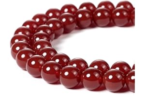 LIFAVOVY 8mm Natural Carnelian Beads Round Semi Precious Gemstone Loose Beads for Jewelry Making (47-50pcs/strand)