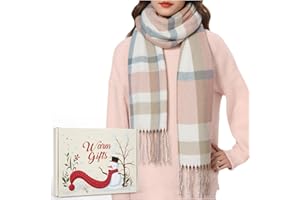 Chalier Fashion Sciarpa da Donna Confezione Regalo Invernale Quadrata Oversize Motivo Scozzese Poncho Oversize con Nappe Sciarpa alla moda per Donna Caldo Scialle in Cashmere Regalo di Natale Segreto