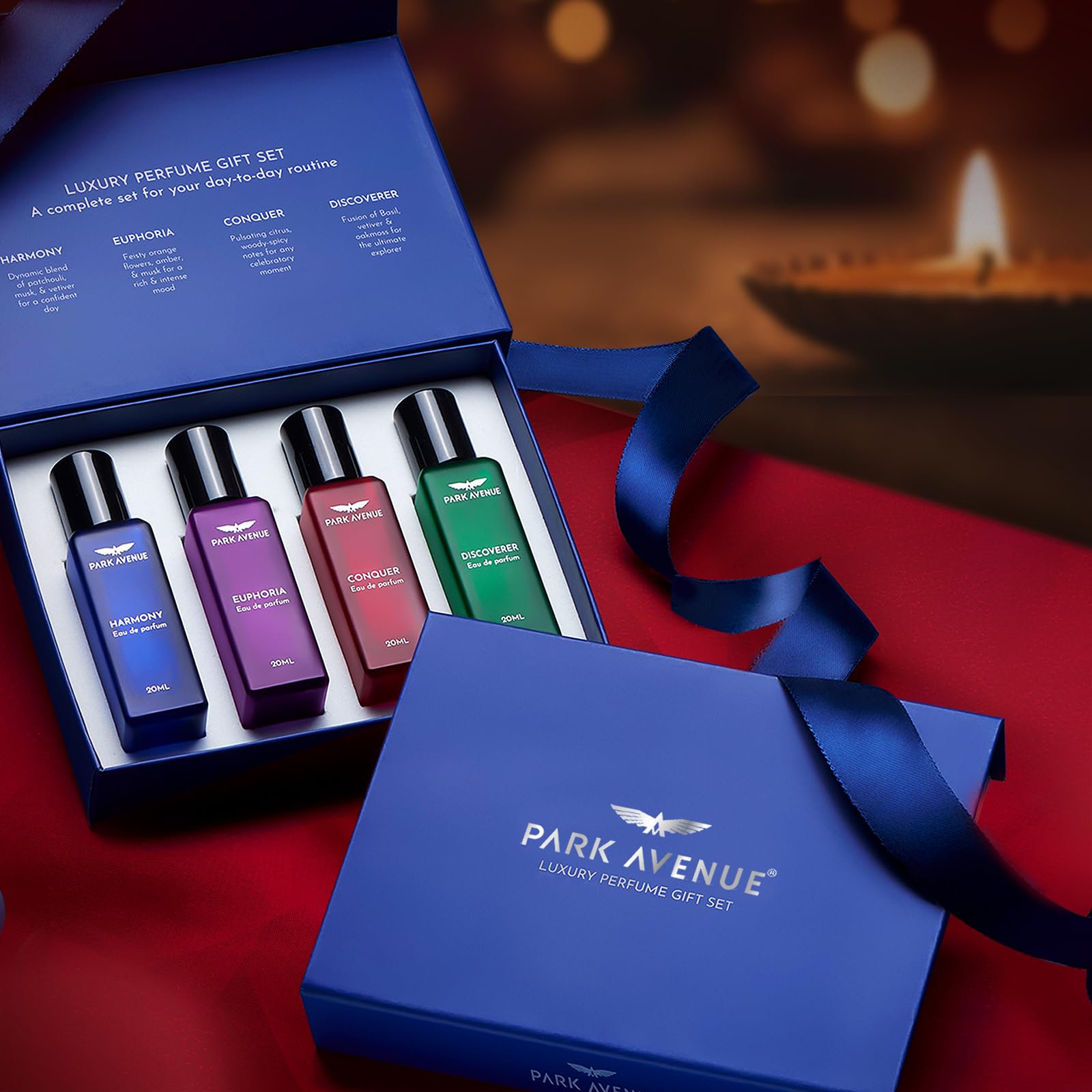 Park Avenue Luxury Perfume Gift Set for Men, 4x20 ml | Euphoria, Conquer, Harmony & Discoverer Perfume | Eau De Parfum | Prem