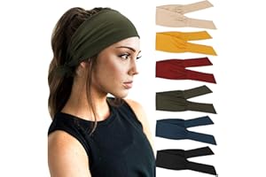 DRESHOW 6 Pièces Bandeau Cheveux pour Femme Boho Bandeaux Vintage Imprimé Tête Enveloppe Extensible Hairband Twisted Cute Hair Accessoires