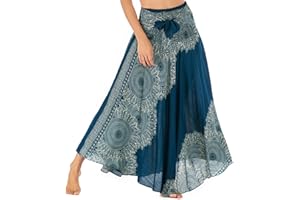 Adigaber Womens 2in 1 Vintage Maxi Skirt Floral Print Bohemia High Waist Summer Long Dresses Elegant A-Line Skirt for Party Beach Photos