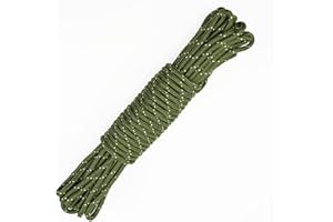 jijAcraft 8MM Sage Green Nylon Rope: Thick Nylon Washing Line 20M Solid Binding Hanging Twisted Cord, Heavy Duty Rope for Garden, Hammock, Camping Trips, Marine Rigging (Green with Khaki Dot)