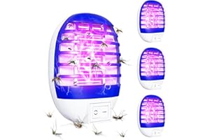 NINEDAN Mückenlampe 4 Stück Insektenvernichter Elektrischer, Elektrischer Mückenschutz Steckdose UV-Licht Elektrisch Insekten Mückenfalle, Mückenvernichter Lampe mit Nachtlicht für Mücken Blau