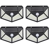 Amber LED Led Solar Hareket Sens&ouml;rl&uuml; Dış Ortam Bah&ccedil;e Aydınlatması, G&uuml;neş Enerjili, Su Ge&ccedil;irmez, 100 Ledli, Beyaz Işık, (4 Ade
