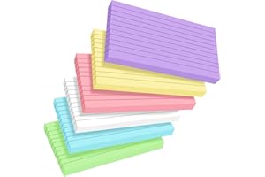 OJUSSA Record Cards Paper 300Pcs Revision Cards 12.7 * 7.6cm Lined Index Crads Assorted Colours for Office Working School Learning