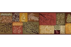 Brewster Home Fashions Borders by Chesapeake Monde Pinecone Branch Collage Border Botanical Wallpaper