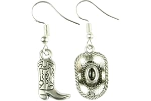 The Funky Barcode WILD WEST BOOT & HAT DANGLE EARRINGS Gift Box Available