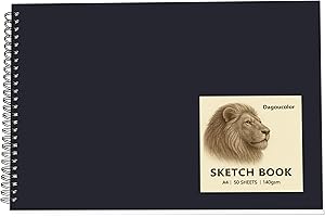 DagouColor Quaderno da Disegno Schizzo, 1 Pack, 50 Fogli (100 Pagine), A4 Spiral Carta da Disegno Senza Acido, 140GSM Sketch Pad per Artisti Principianti Adulti Bambin