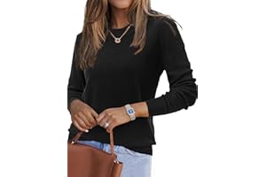 Arach&Cloz Jumpers for Women UK Wool Blend Short Long Sleeve Autumn Winter Sweater Crew Neck Shirt Blouse Tops