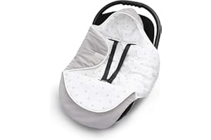 ‎ELIMELI EliMeli EINSCHLAGDECKE für Babyschale - Baby Decke für Autositz und Kinderwagen mit Füllung, universal Fußsäcke z.B. Maxi Cosi, Kinderwagendecke neue Velvet Kollektion (Grau - Sterne)
