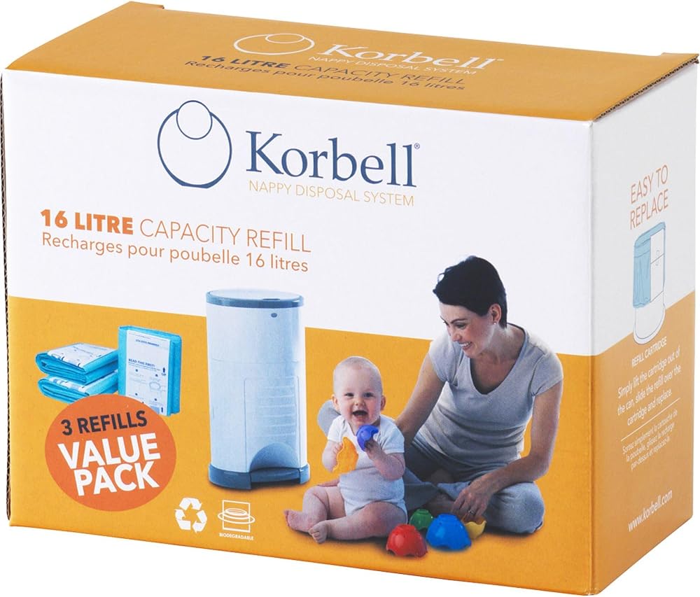 Korbell M250DR3 3 x ek doldurma paketleri bebek bezi kutusu için çöp Poşeti