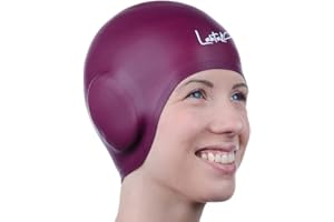 LAHTAK Badekappe Gehörschutz 3D - Badehaube - Badekappe Damen Herren Mädchen Jungen - Bademütze - Schwimmmütze Damen Wasserdicht - Schwimmhaube für Kurze und Lange Haare - Schwimmkappe - Swim Cap