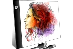 Retoo Tavoletta Luminosa da Disegno, Tavola A4 LED con cavo USB, Lavagna per Disegnare, Light Pad, per Animazione, Schizzi, Progettazione, Disegno, Piastra Portatile, Ultra Sottile 4 mm, Bianco