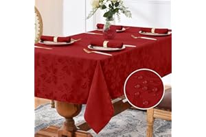 Romanstile tovaglia natalizia rossa tovaglia antimacchia 320x140 cm rettangolare per 8-12 posti tovaglie jacquard tovaglia decorativa Ideale per feste, capodanno, eventi all'Aperto