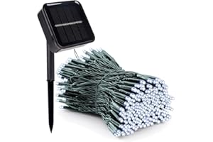 YSINOBEAR Solar Fairy Lights Outdoor, LED Solar Powered Garden Lights Outside 8 Modes Waterproof Solar String Lights for Trees Patio Fence Wedding Party Christmas Decoration (12M, White Light)