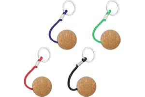 MOZEAT LENS Lot de 4 porte-clés flottants en liège léger de 35 mm - Boule en bois - Pour sports nautiques - Boule en liège pour bateaux, clés, kayak, canoë, voile