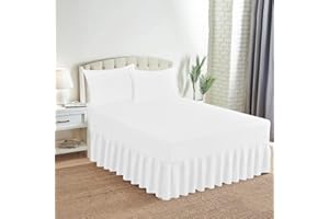 Ziya Homes Fitted Valance Sheets - Polycotton Frilled Bed Sheet, Anti Allergic Bed Skirt - Extra Deep, Easy Care (White, Small Double)