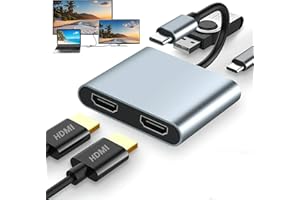 SUUOSL USB C to Dual HDMI Adapter for Dual Displays 4K 60Hz, USB 3.0 100W PD Charging, Type C to HDMI Splitter Extended Display for Nintendo Switch, Macbook, Imac Pro, Huawei, Xiaomi and other computers