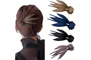 Ypkia Lot de 4 barrettes à cheveux en forme de feuille - En forme de feuille - Pour femme et fille - Noir