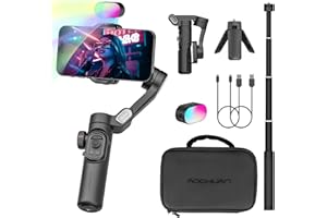 AOCHUAN Handy-Gimbal-Stabilisator für iPhone 15 Pro Max Android-Handys mit Verlängerungsstange, 3-Achsen-Telefon-Gimbal-Stabilisator mit Follow-Fokus für Vlogging, TikTok, YouTube (Smart XE Combo1)