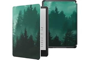MoKo Case for 6.8" Kindle Paperwhite (11th Gen-2021) & Signature Edition, Light Shell Cover with Auto Wake/Sleep, Green Forest