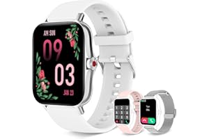 IARET Reloj Inteligente Mujer con Llamadas, Smartwatch Mujer 3 Correas, 1,69" Reloj Deportivo Ritmo Cardíaco Oxígeno Sanguíneo Sueño Reloj Digital Pulsera Actividad Android iPhone (Blanco)
