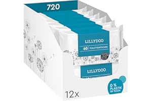 ‎LILLYDOO LILLYDOO Feuchte Toilettentücher, 720 Stück (12 x 60), 100% plastikfreies, spülbares Tuch, ohne Parfüme