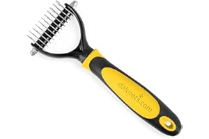DakPets Cat & Dog Grooming Tool | All-In-One Metal Undercoat Rake, Dematting Tool, Detangling Comb, Fur Shedding Blade, Pet Hair Remover, and Grooming Brush | For Medium to Long-Haired Cats and Dogs