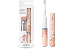 Matchstick Monkey Spazzolino elettrico sonico per bambini, protezione antimicrobica, adatto a partire dai 3 mesi, scimmietta rosa antico
