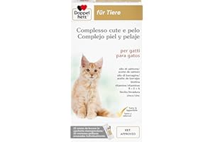 Doppelherz Complejo Piel Y Pelaje para Gatos, Mantenimiento De La Función Dérmica En Caso De Dermatosis Y Pérdida Excesiva De Pelo, Omega-3+6, biotina, vitaminas B+E+ A, 25 Cremosos Pellizcos