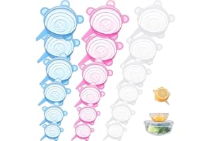 FCSNJH 18 tapas de silicona en 3 colores, tapas de silicona para yogur, reutilizables, tapas de silicona elásticas, tapas de silicona redondas, tapas de silicona, para latas de diferentes tamaños, cuencos