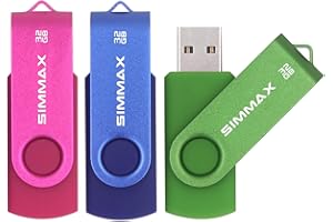 SIMMAX Memoria Flash USB 32GB 3 Piezas Pen Drive USB 2.0 Giratoria Flash Drive Thumb Drive (32GB Rosado Azul Verde)