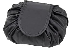 Kosmetiktasche mit Kordelzug, ONEGenug Schminktasche, One-Step Organizer Makeup Tasche Schminkbeutel für Lazy Damen Schwarz