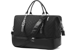 WINSPANSY Sac de Voyage Femme，Sacs de Bagage à Main Sport Weekend Grand Format avec Compartiment à Chaussures Sac de Clinique Camping étanche Mommy Bag Noir