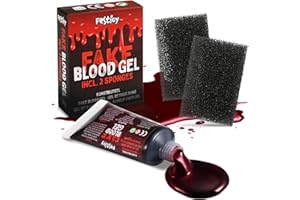 FESTICY Sangue Finto Halloween Gel Coagulato 20g + 2 Spugne I Trucco Spaventoso per Costume Halloween, I Effetto Realistico per Bambini e Adulti I Sangue Finto Lavabile Per Make Up e Decorazioni