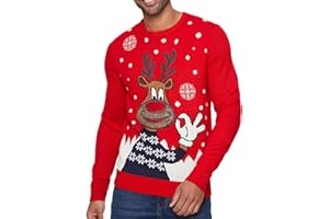 NOROZE Pullover da Uomo con Motivo Alce Merry Christmas, con Renne, Elfo, Calcio FC, da Uomo