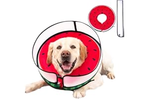 Mariyago Inflatable Dog Cone Collar with Enhanced Anti-Licking, Soft Neck Donut for Dogs Cats, Recovery Pet Cone Collar After Surgery for Large Medium Small Dogs (Watermelon, Large)