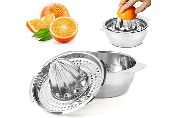 Manuell citruspress i rostfritt stål, manuell citronpress, diameter 13,8 cm, diskmaskinssäker, professionell kvalitet, manuell fruktpress för citroner, grapefrukt och apelsiner.