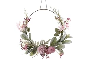 LUCKXING Corona de puerta, corona decorativa de metal, corona de flores, corona de pared, corona de flores artificiales, corona de flores para puerta de casa, corona decorativa para boda, salón, decoración de