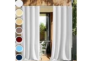HUAXIQUE Cortina de Exterior Blanco Protección Solar Protección UV Resistentes Agua 1 Pieza Cortinas para Terraza Porche Patio Cenador Pérgola Piscina 300x270cm