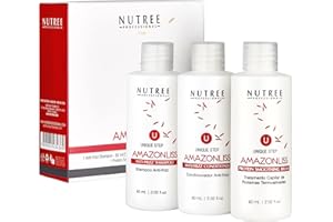 AMAZONLISS Trattamento Lisciante Per Capelli Brasiliano Alla Cheratina - Senza Formaldeide - Facile Da Applicare (Trattamento alla Cheratina + Shampoo + Balsamo 60 ml)
