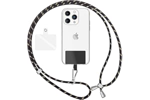 NALIA Lanière Universelle Coloré pour Telephone Portable, Cordon Tour De Cou pour Smartphone, Porte Clef Chaine réglable avec Crochet Métallique e Carte, Sangle pour Épaule, Couleur:Noir Or