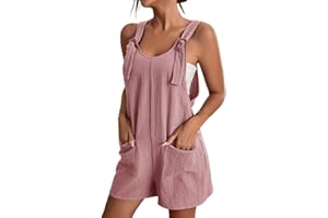 LCpddajlspig Salopette Donna Estiva Corta - Jumpsuit Elegante con Tasche, Spalline Regolabili e Fiocco - Tuta omoda e Stilosa in Tessuto Morbido - Abbigliamento Femminile per Vacanze e Casual S-4XL