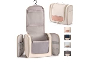 Rieeyrslza Podróżna Wisząca Kosmetyczka, Torba Toaletowa Odpowiedni dla mężczyzn lub kobiet, Kosmetyczka Idealny Organizator Podróży Służbowych Lub Wycieczek (Bardzo Biały+Różowy)