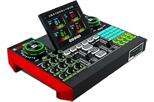 TENLAMP Podcast-Ausrüstung für Live-Streaming, G10 Live-Soundkarte mit Mixer, Audio-Schnittstelle, Soundboard, Sprachwechsler, Audio-Mixer mit Soundkarte für PC, Handy, Aufnahme, Singen, Gaming (G10-D)