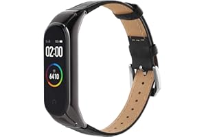 Hianjoo Bracelet Compatible pour Xiaomi Mi Band 4, Cuir Remplacement Sangle Bracelet Accessoires avec Boucle en Métal Compatible pour Mi Smart Band 4