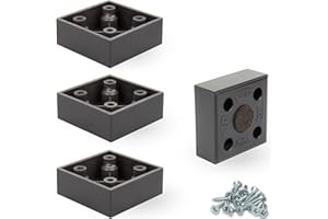 F!XBL Nóżki meblowe nogi meblowe 2 cm wysokości z filcowymi podkładkami model Cuba nóżki meblowe czarne prostokątne zestaw 4 sztuk