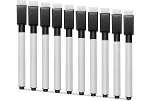 Vibronova Whiteboard Marker 10 Stück - Abwischbarer Folienstift Magnetisch, Schwarz Dry Erase Marker für Whiteboards Memoboard Flipchart (11.5 * 1cm)
